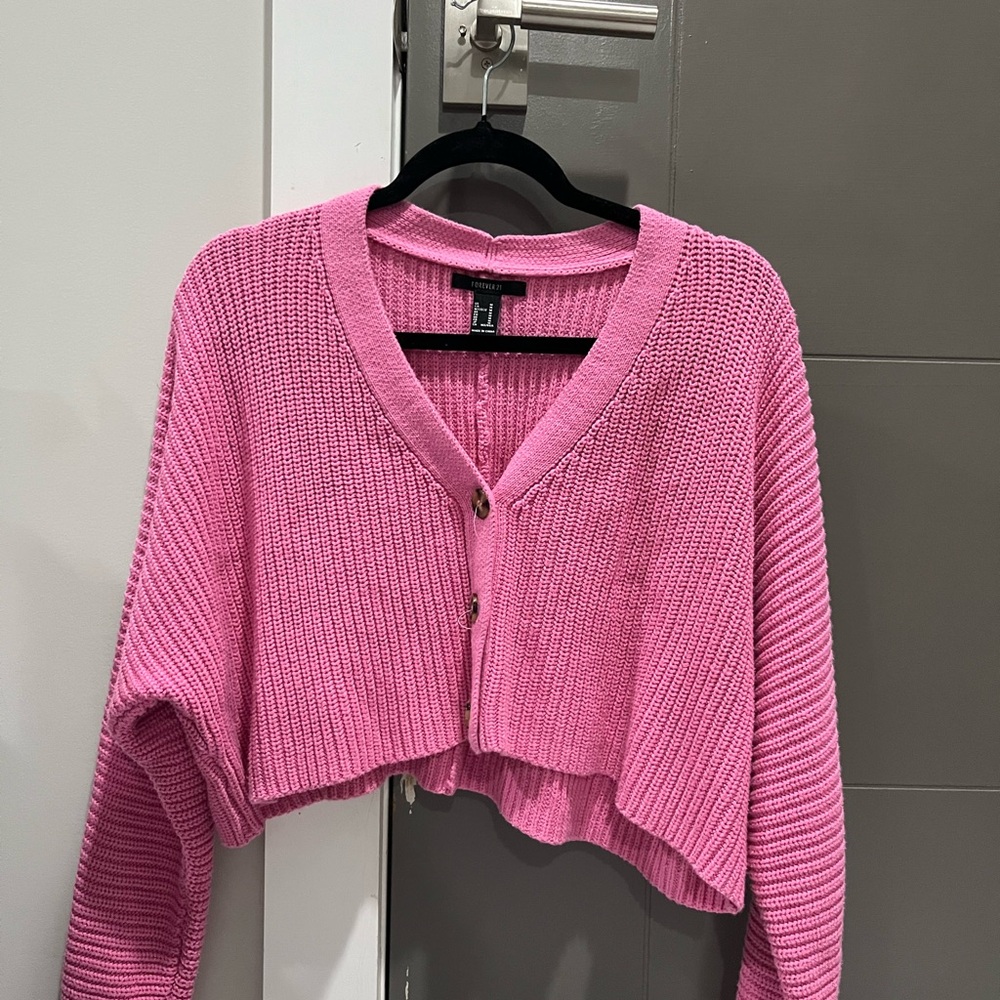 Divided Pink Chunky Knit Cardigan Sweater